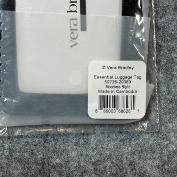 Vera Bradley Outlet Essential Luggage Tag Moonless Night Black Ripstop ID Window - Picture 4 of 5